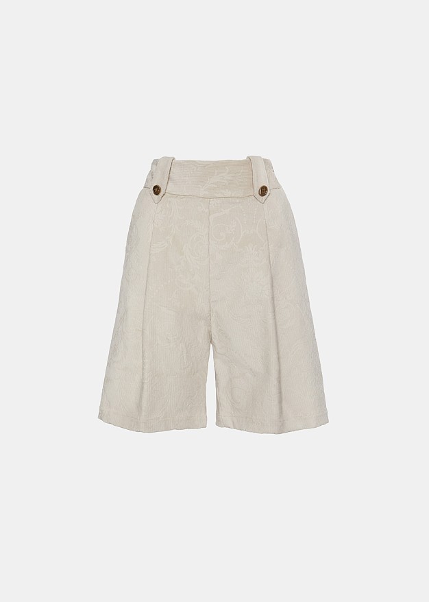 Corduroy pleated bermuda shorts