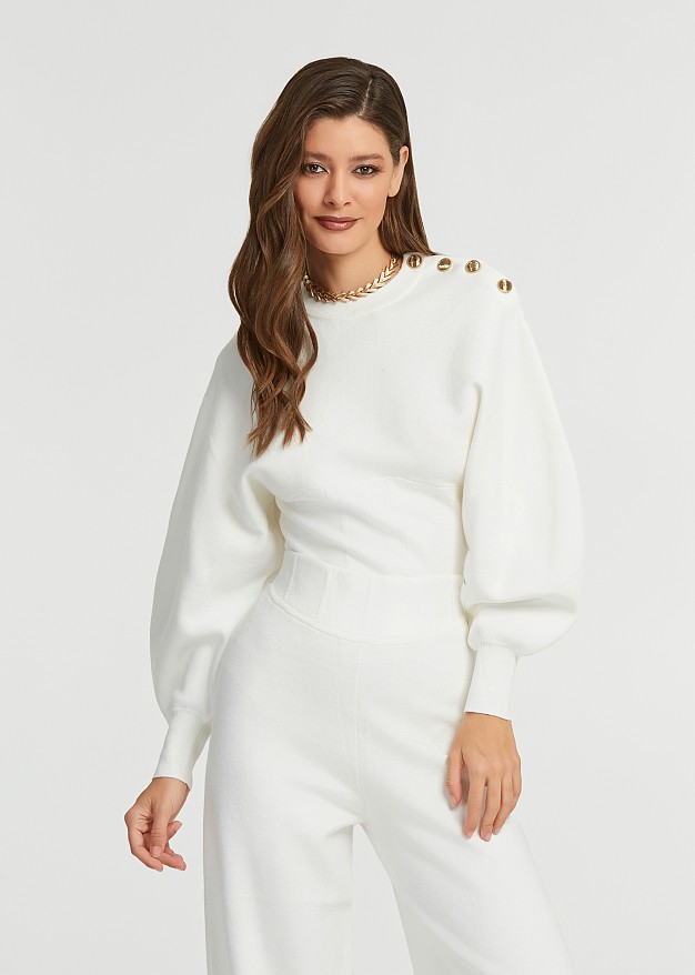 Knitted blouse with bat sleeves