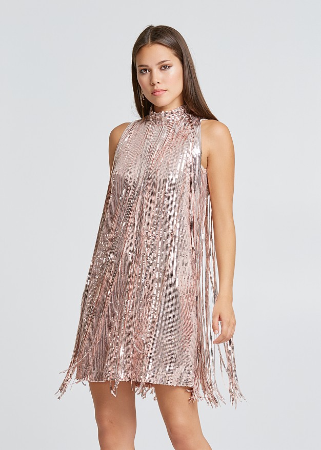 Sequin dress with tassels