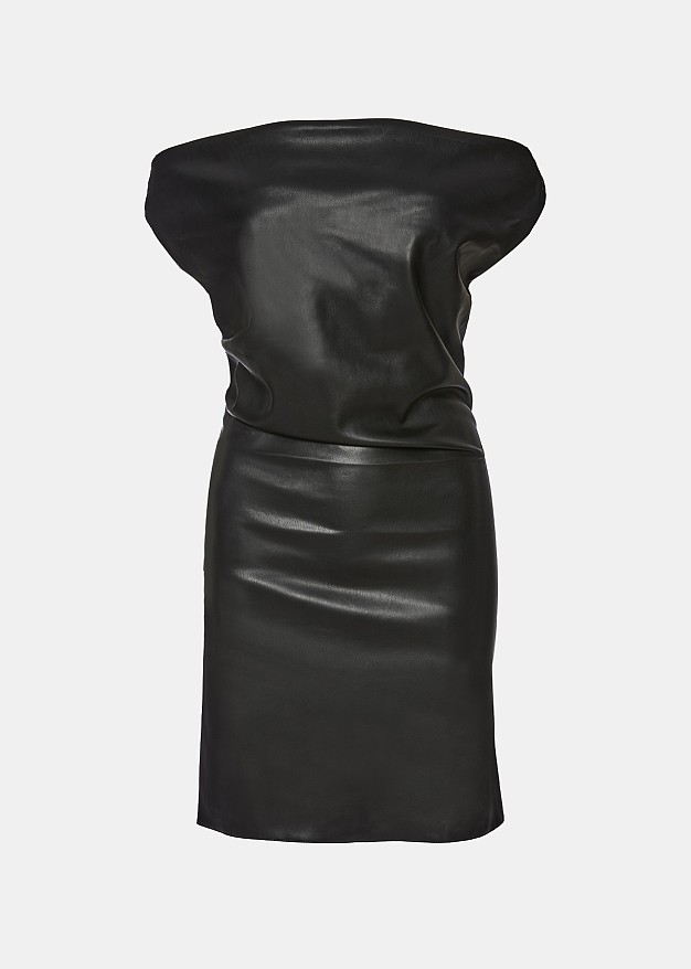 Mini off shoulder dress in leather look