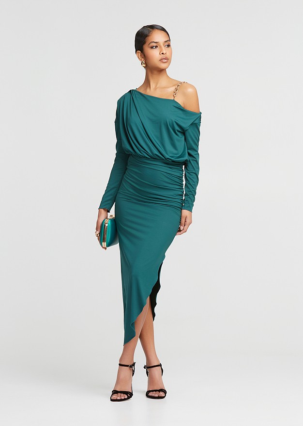 One shoulder midi slim fit dress