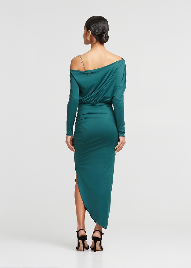 One shoulder midi εφαρμοστό φόρεμα