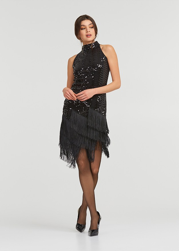 Dress with sequins and fringes