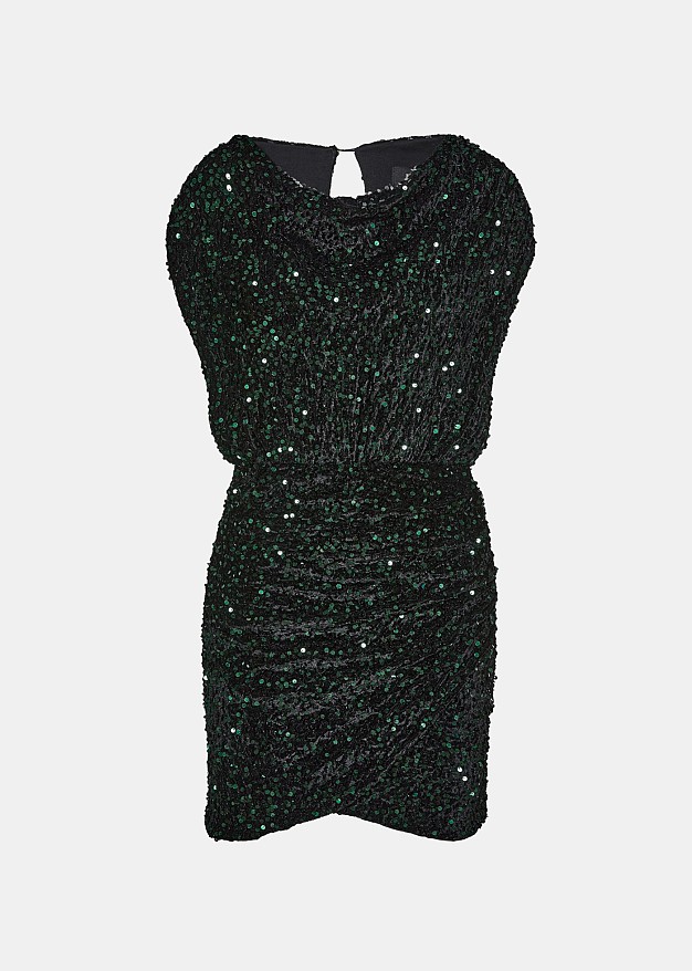 Sequined mini cowl neck dress