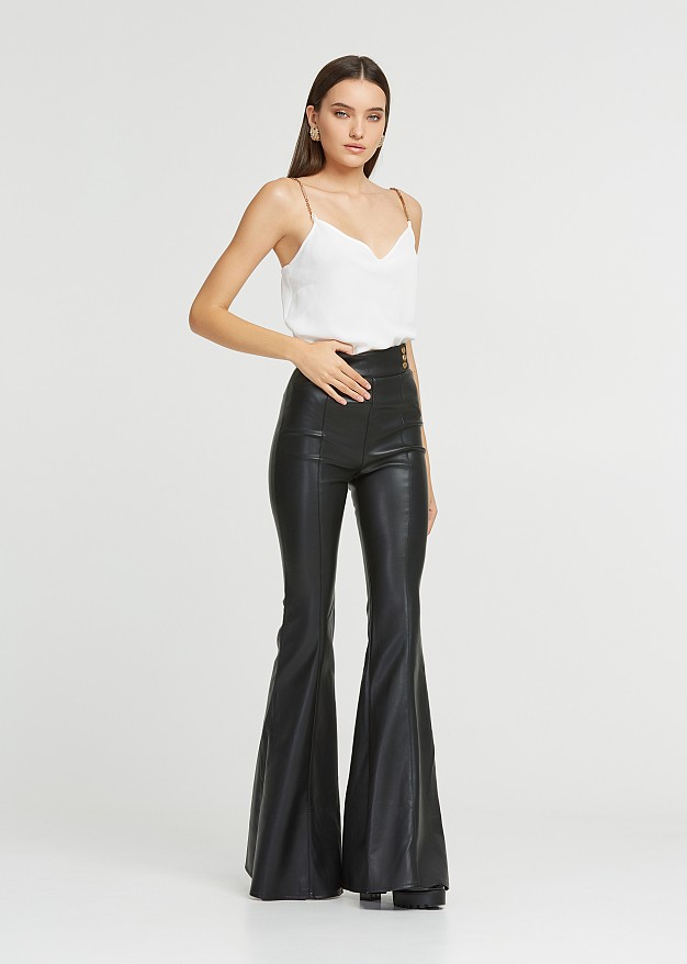 Bell pants in leather look