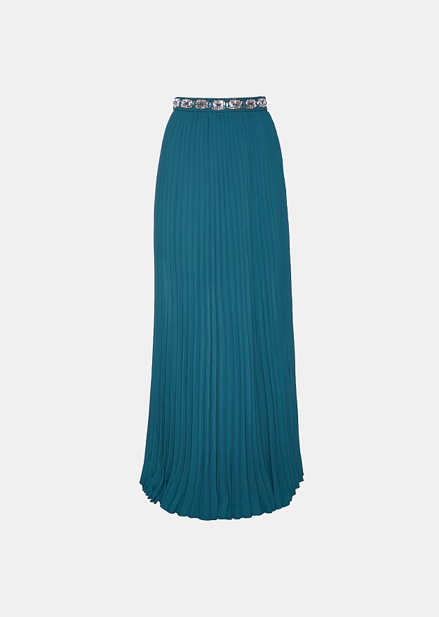 Pleated  maxi skirt with rhinestones