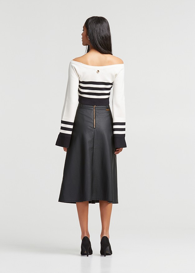 Faux leather pleated skirt