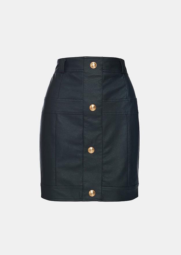 Mini skirt in leather look with buttons