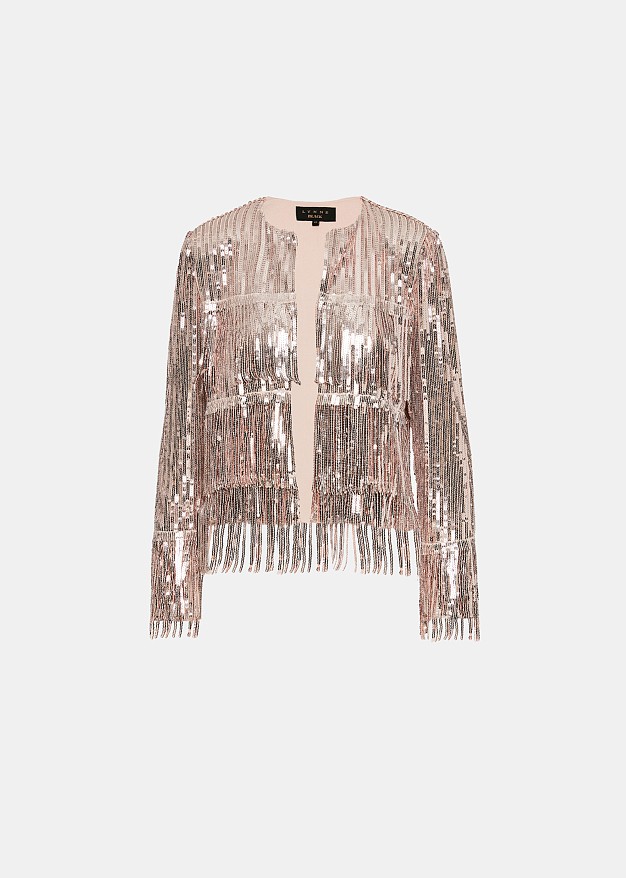 Sequin jacket with fringes