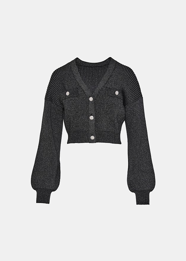 Cardigan lurex with rib knit