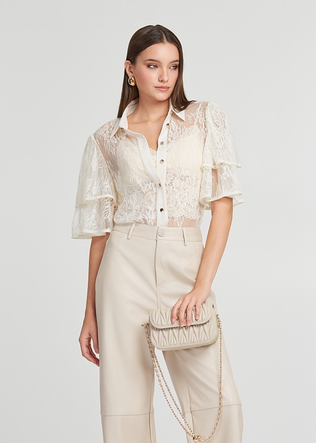 Lace shirt with frilled sleeves