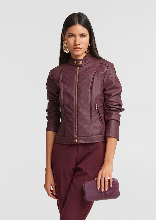 Qulited biker jacket in leather look