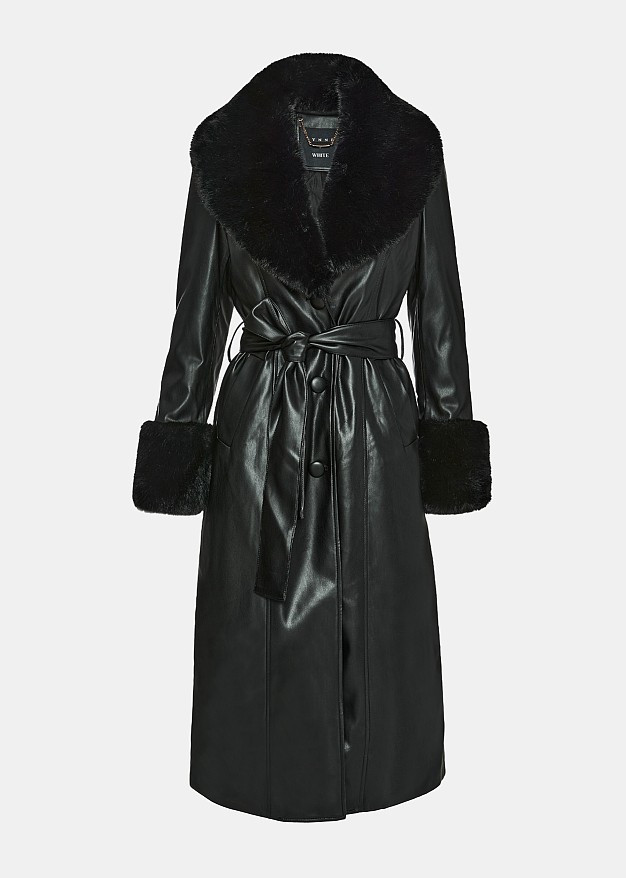 Maxi coat in in leather look