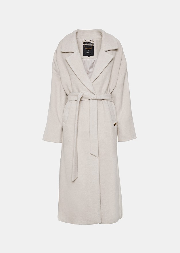 Long coat with detachable belt