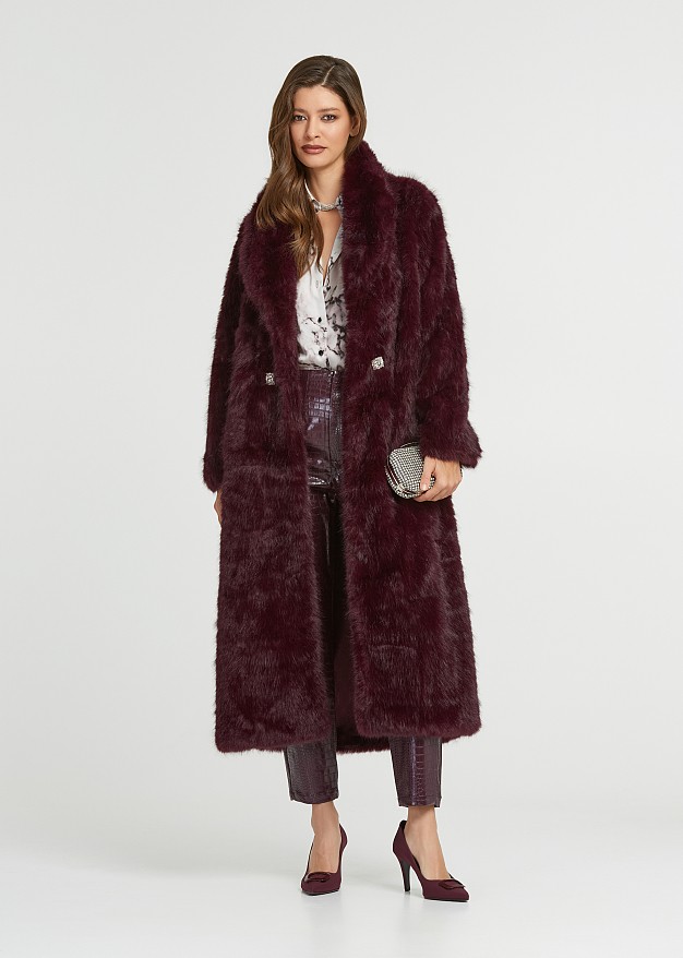 Longline faux fur coat