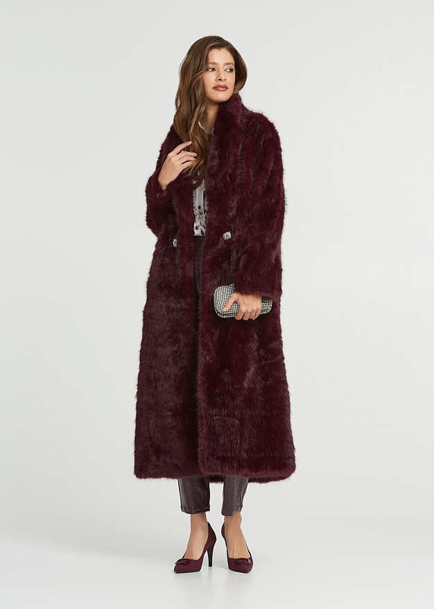 Longline faux fur coat