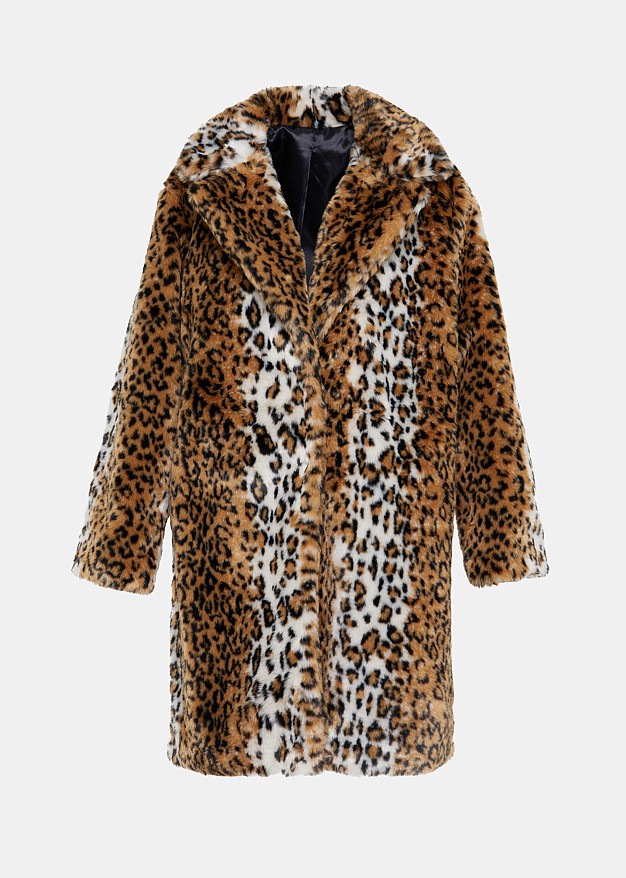 Animal print faux γούνα με διχρωμία