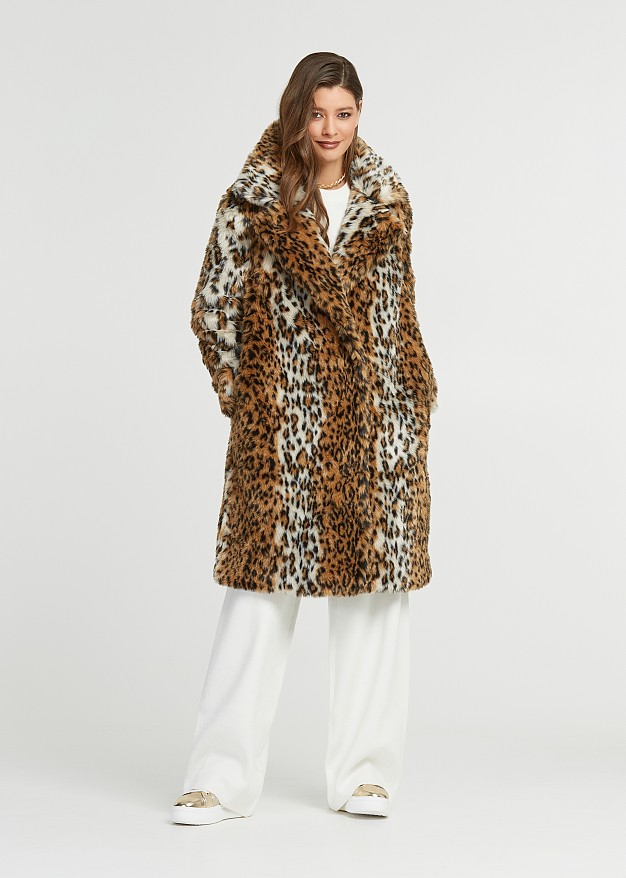 Animal print faux γούνα με διχρωμία