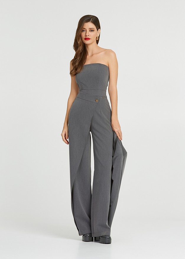 Strapless jumpsuit wideleg