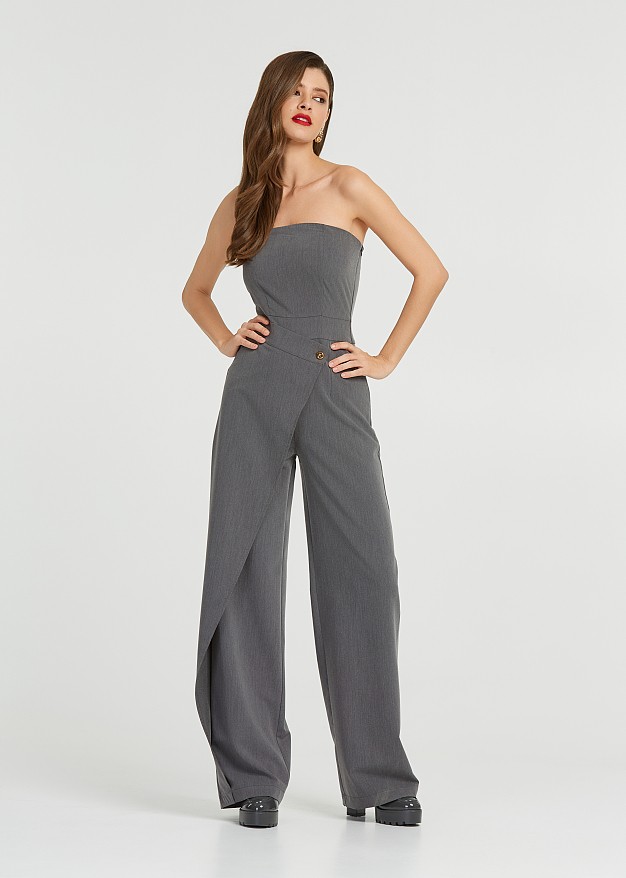 Strapless jumpsuit wideleg