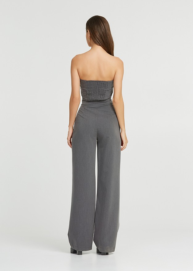 Strapless jumpsuit wideleg