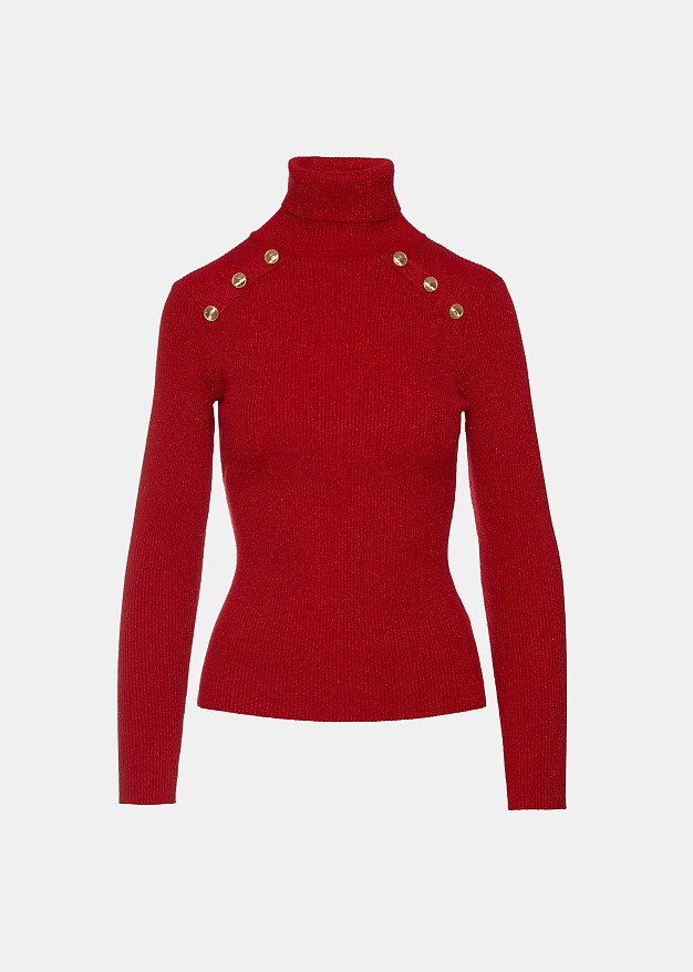 Turtleneck sweater with decorative buttons