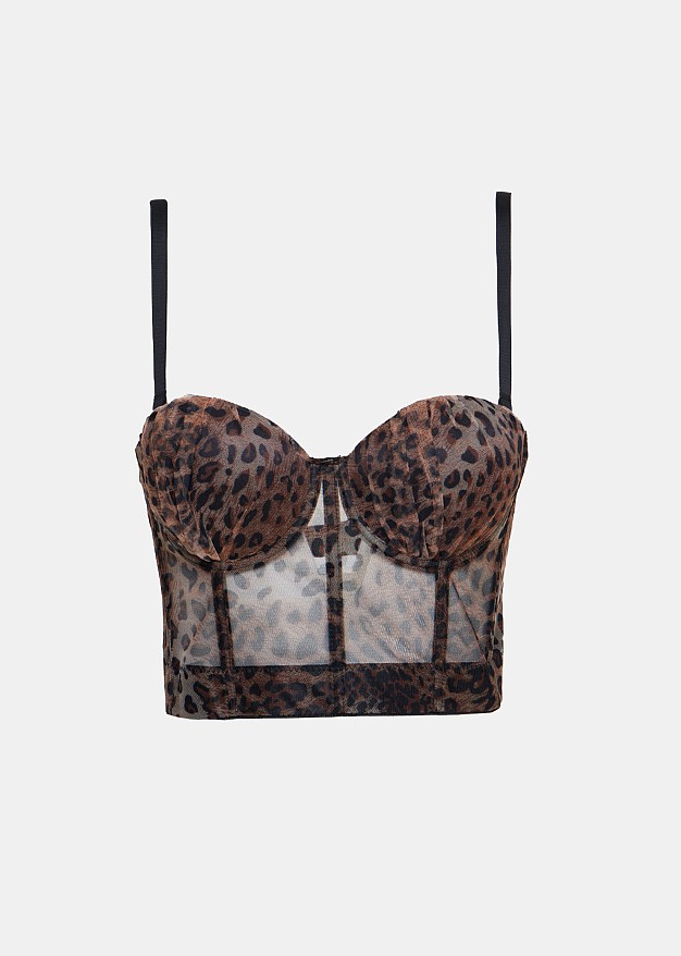 Tulle animal print bralette