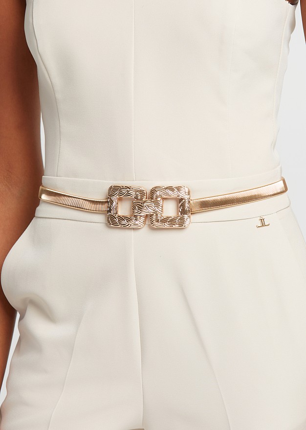 Elasticated metallic belt in golden look