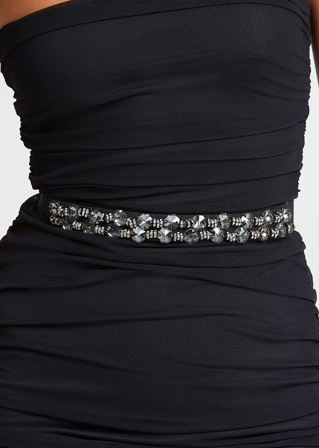 Crystal beaded elastic belt