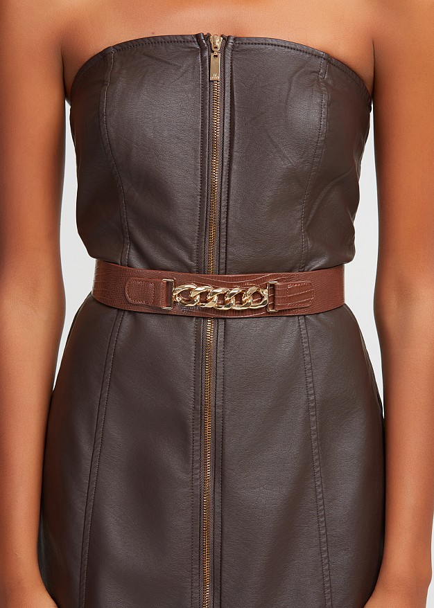 Elasticated belt in snakeskin look