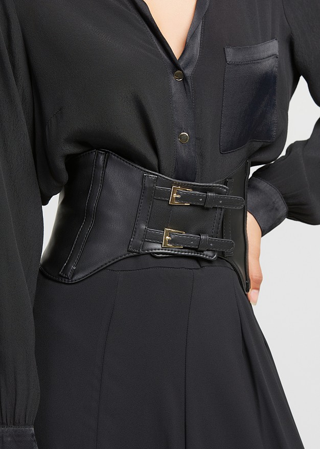 Corset belt with double buckle