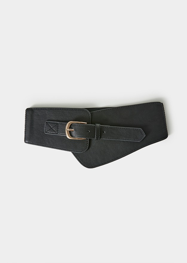 Wide belt in leather look