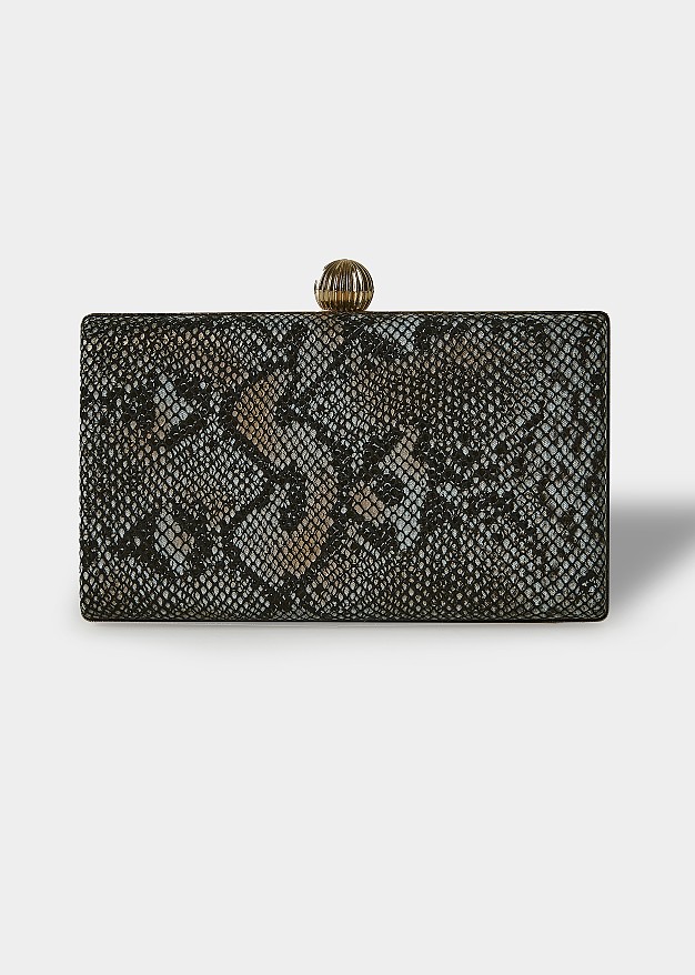 Clutch bag with snake material