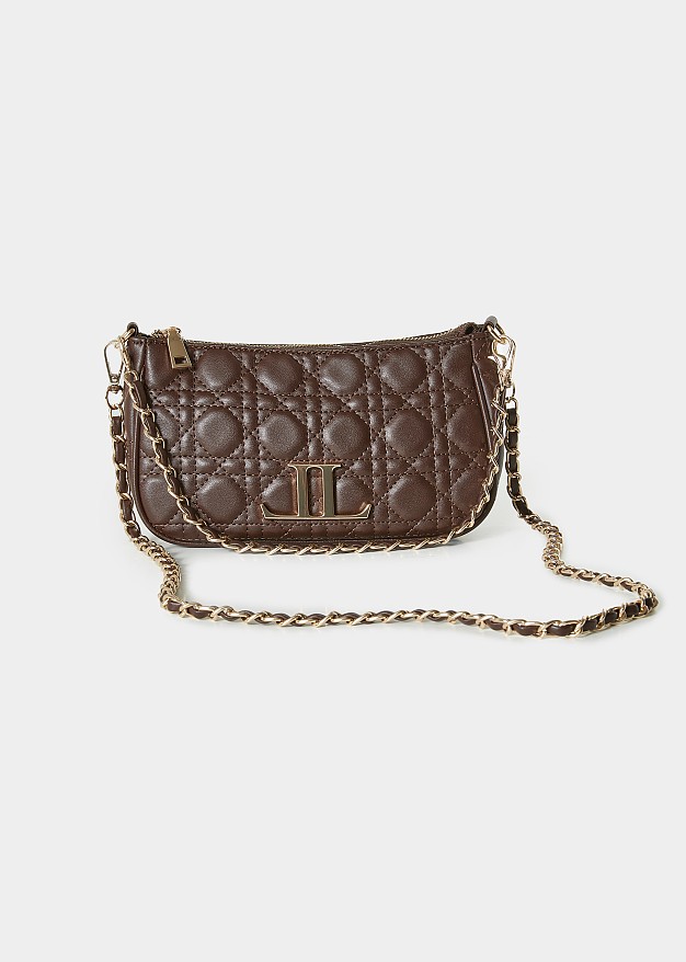 Quilted midi bag in leather look