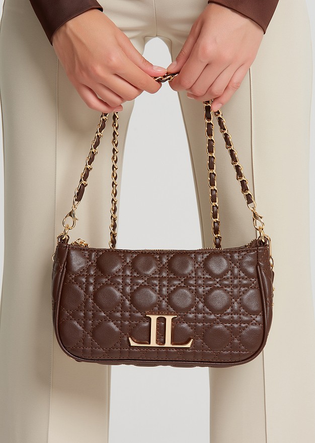 Quilted midi bag in leather look