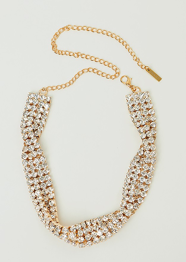 Twist necklace with rhinestones