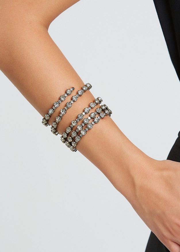 Bracelet with rhinestones in rows