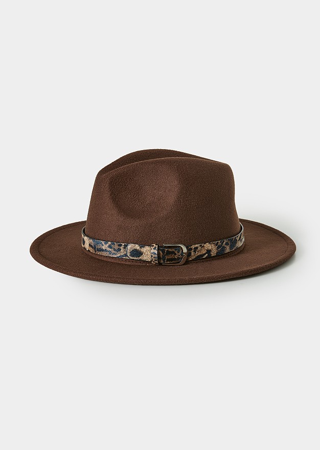 Wool look hat in brown