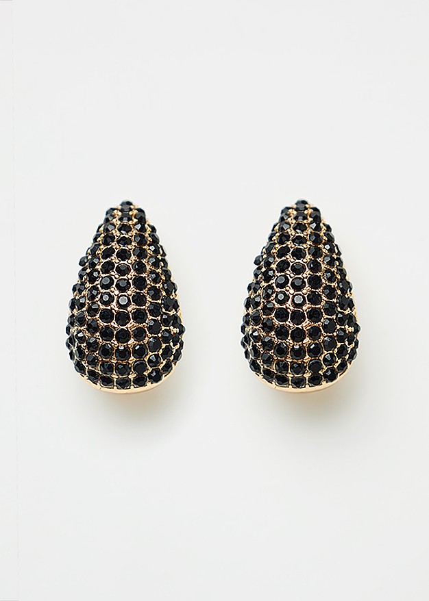 Teardrop stud earrings with rhinestones