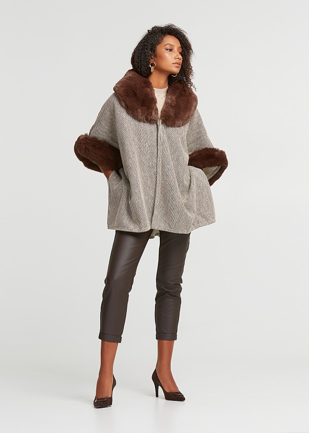 Cape with faux fur details