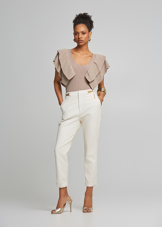 Frilled lurex blouse