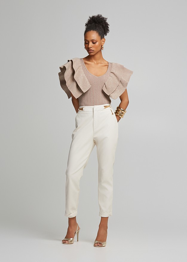 Frilled lurex blouse