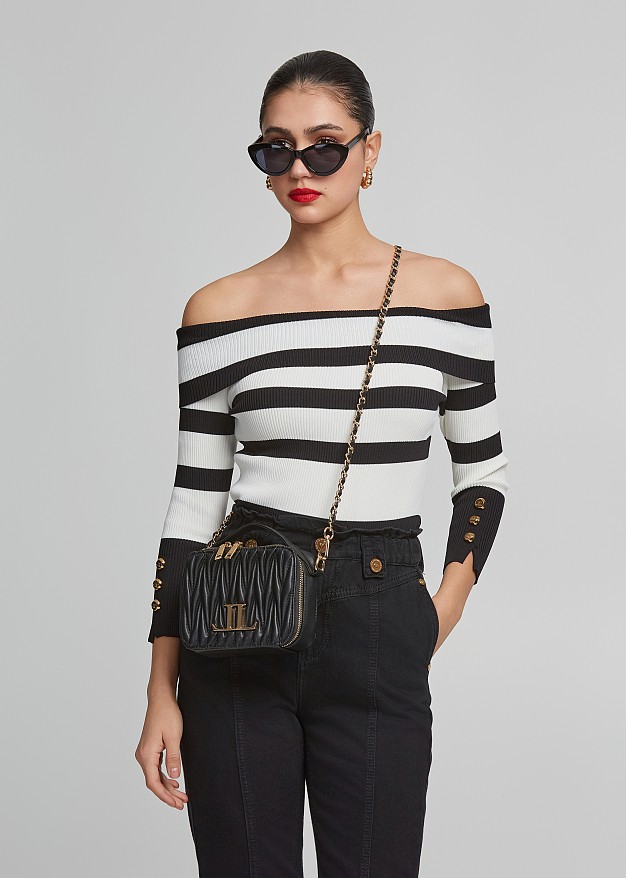 Fold over top in stripes