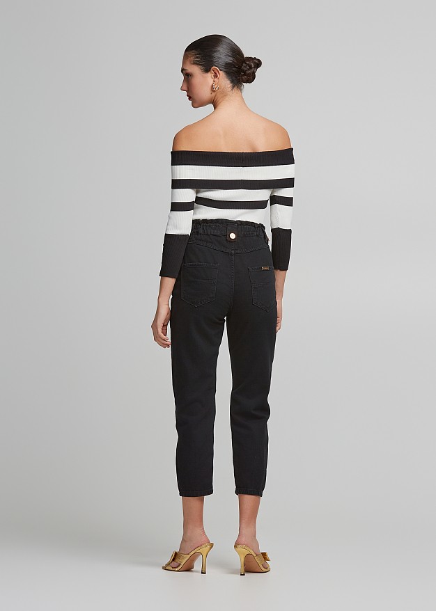 Fold over top in stripes