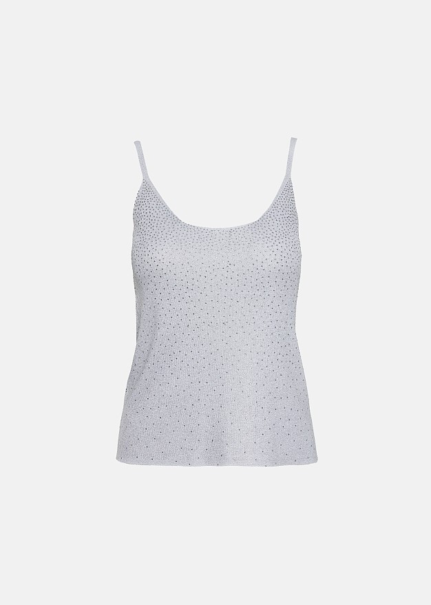 Knitted tank top with rhinestones