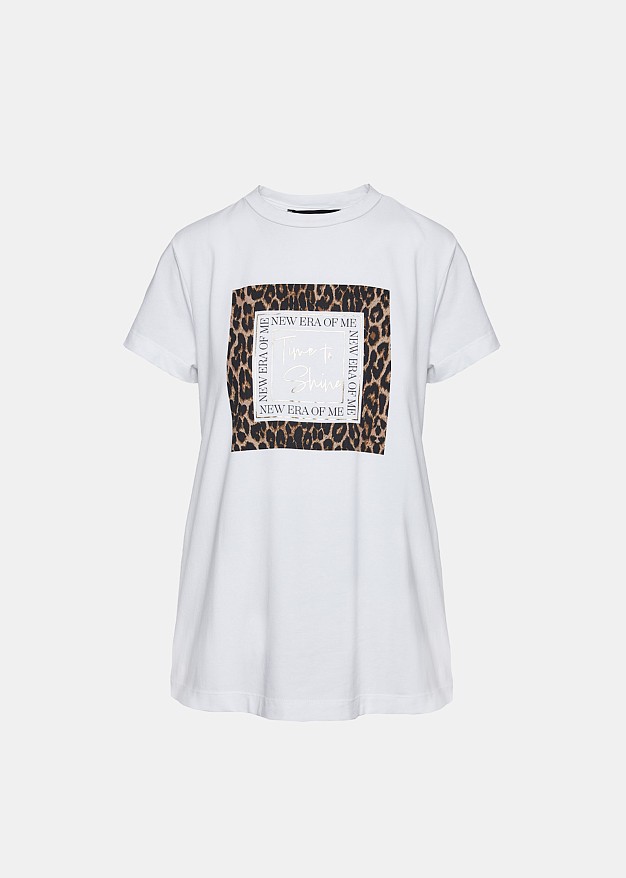 Cotton blouse with animal print logo