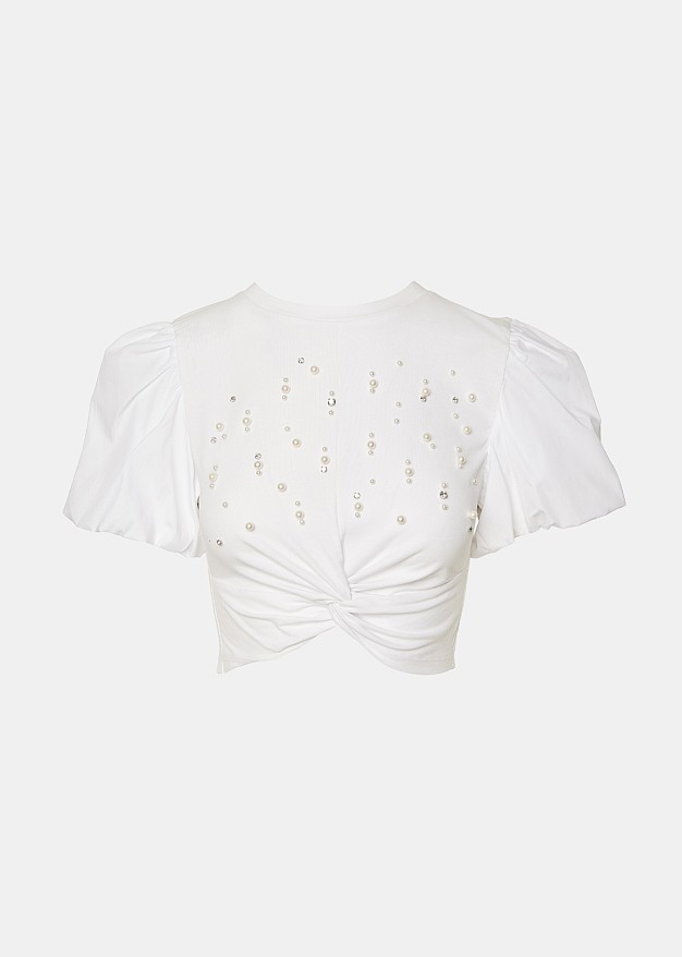 Cropped blouse with crystals