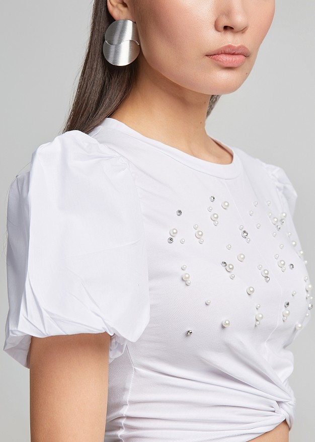 Cropped blouse with crystals