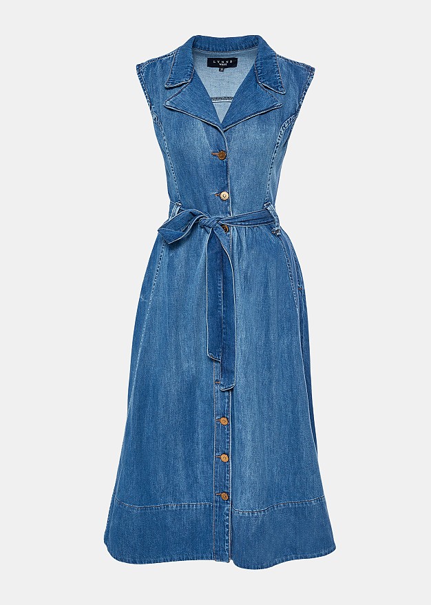 Rochie-cămașă midi din denim