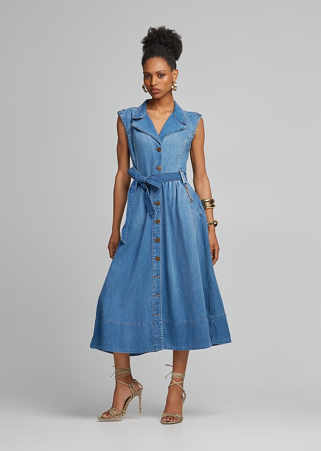 Midi denim shirt dress